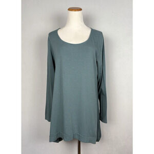 Chalet Et Ceci Tammy Tunic M Blue Bamboo Cotton Asymmetric Hem Relaxed Soft